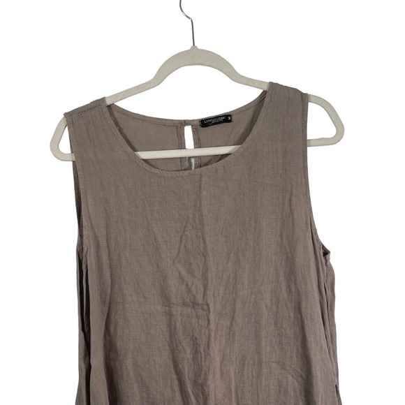 Lungo L'Arno Beige Sleeveless 100% Linen Dress Pockets Lagenlook Womens Medium - Picture 2 of 7